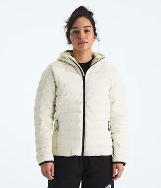 Giacca classica da donna con cappuccio e imbottitura in piuma
