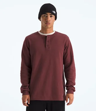 Maglia Henley da uomo a maniche lunghe con motivo waffle