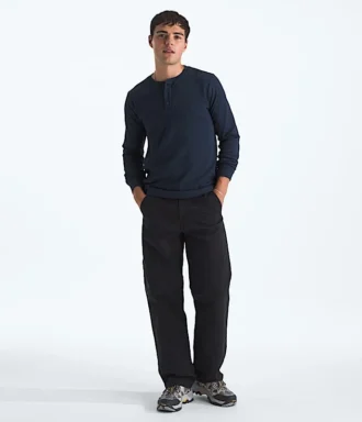 Maglia Henley da uomo a maniche lunghe con motivo waffle