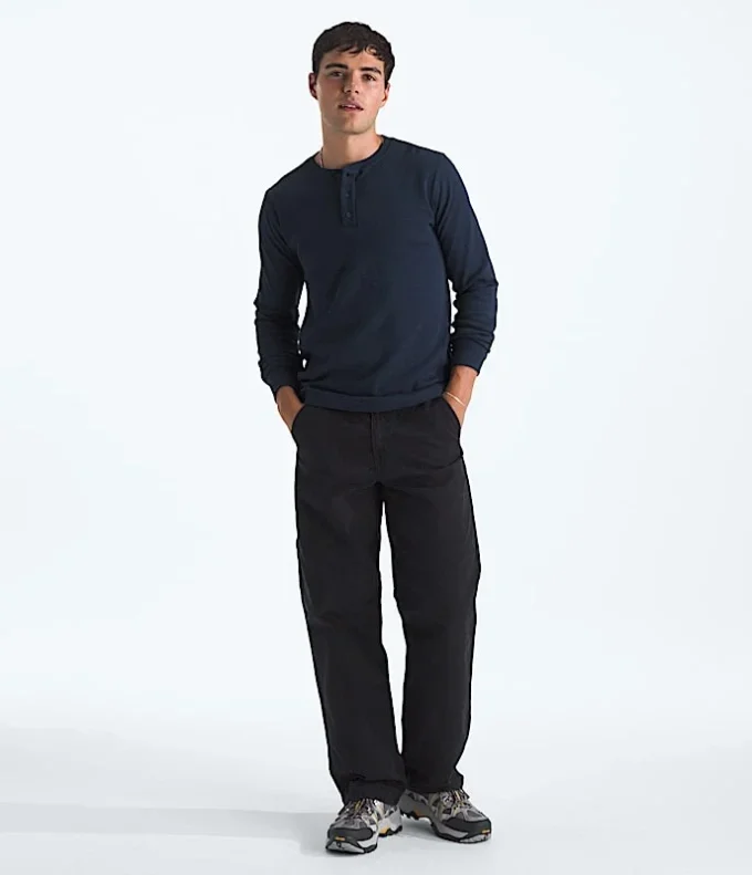 Maglia Henley da uomo a maniche lunghe con motivo waffle Maglia Henley da uomo a maniche lunghe con motivo waffle