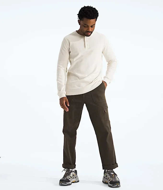 Maglia Henley da uomo a maniche lunghe con motivo waffle Maglia Henley da uomo a maniche lunghe con motivo waffle
