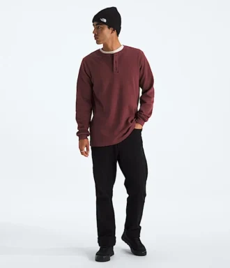 Maglia Henley da uomo a maniche lunghe con motivo waffle