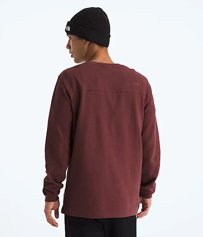 Maglia Henley da uomo a maniche lunghe con motivo waffle Maglia Henley da uomo a maniche lunghe con motivo waffle